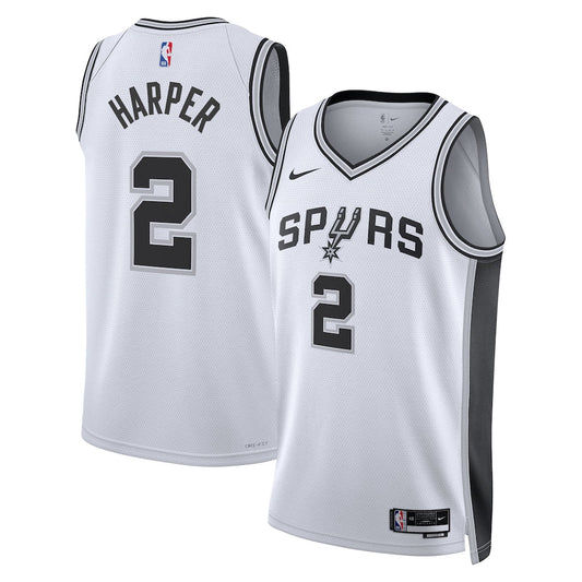 San Antonio Spurs Association Edition Swingman Jersey Nba 2025 First Round Draft Pick White Dylan Harper Unisex | RTJ13260