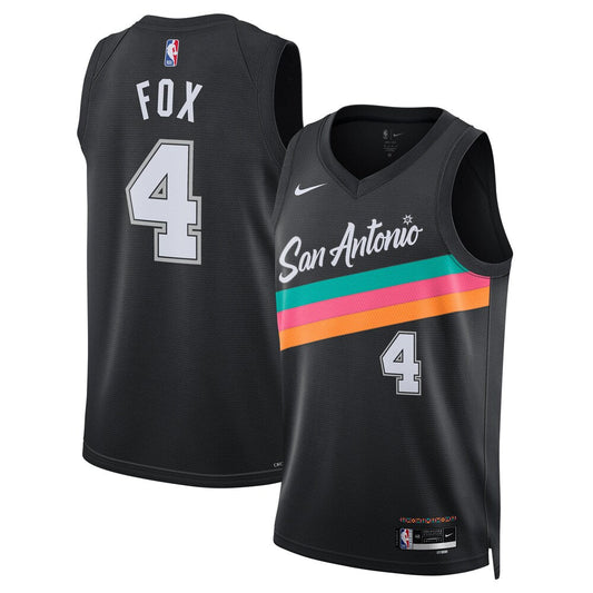San Antonio Spurs 202526 City Edition Swingman Jersey Black Deaaron Fox Unisex | RTJ13175