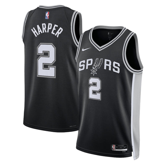 San Antonio Spurs Icon Edition Swingman Jersey Nba 2025 First Round Draft Pick Black Dylan Harper Unisex | RTJ13158