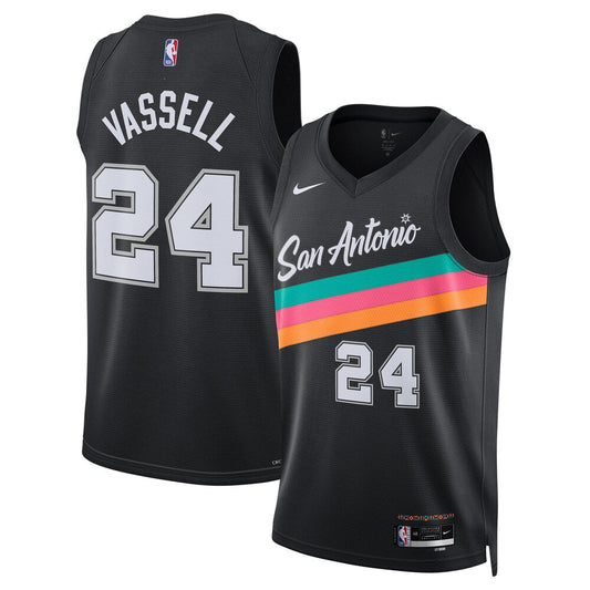 San Antonio Spurs 202526 City Edition Swingman Jersey Black Devin Vassell Unisex | RTJ13080
